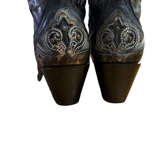 CORRAL WESTERN SNIP TOE DESTRESSED Black/Gray BOOTS Size 10 - Picture 6 of 16